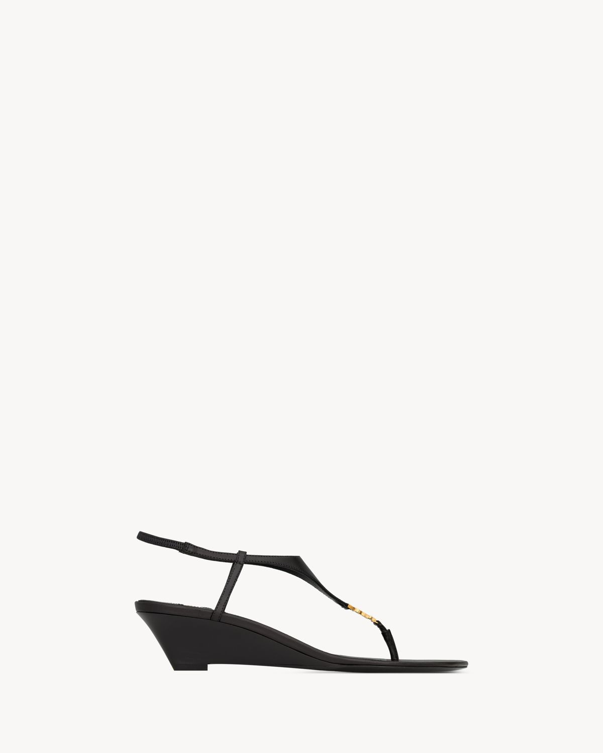 SAINT LAURENT Smooth Leather Wedge Sandals