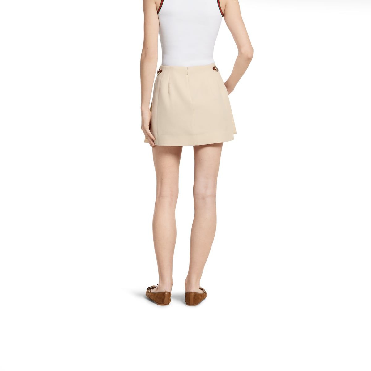GUCCI Linen Canvas Mini Skirt with Horsebit Detail
