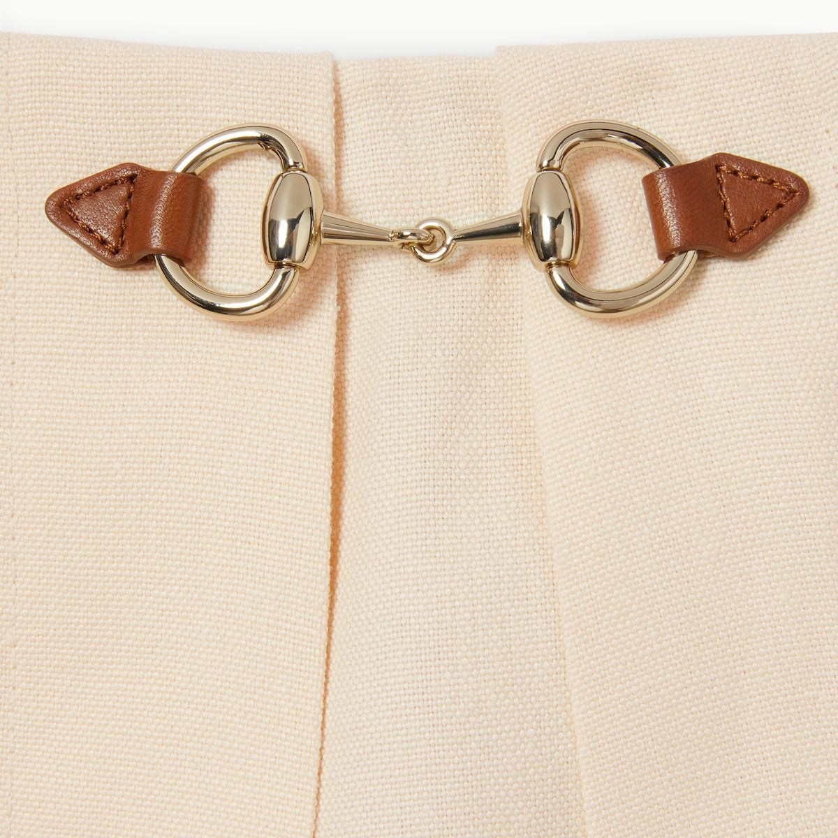 GUCCI Linen Canvas Mini Skirt with Horsebit Detail