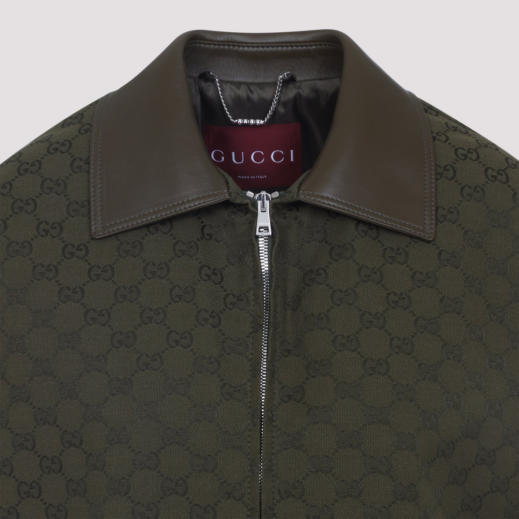 GUCCI Fabric Jacket with Lambskin Collar for Women