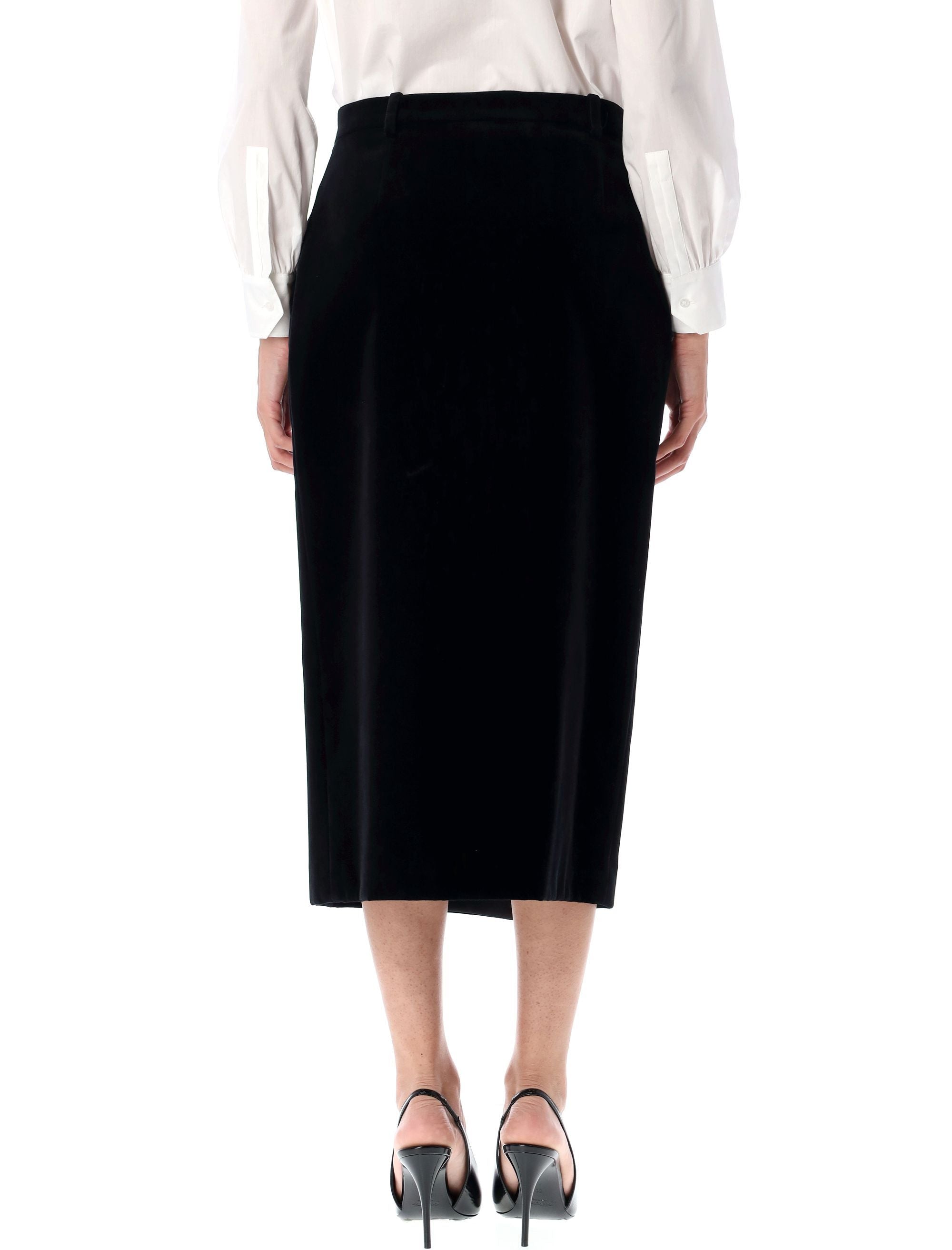 SAINT LAURENT Cotton Velvet Midi Wrap Skirt - Size 36