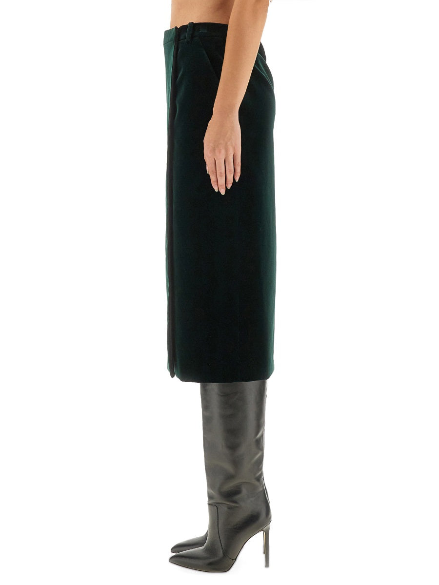 SAINT LAURENT Velvet Crossover Midi Skirt - Size 36