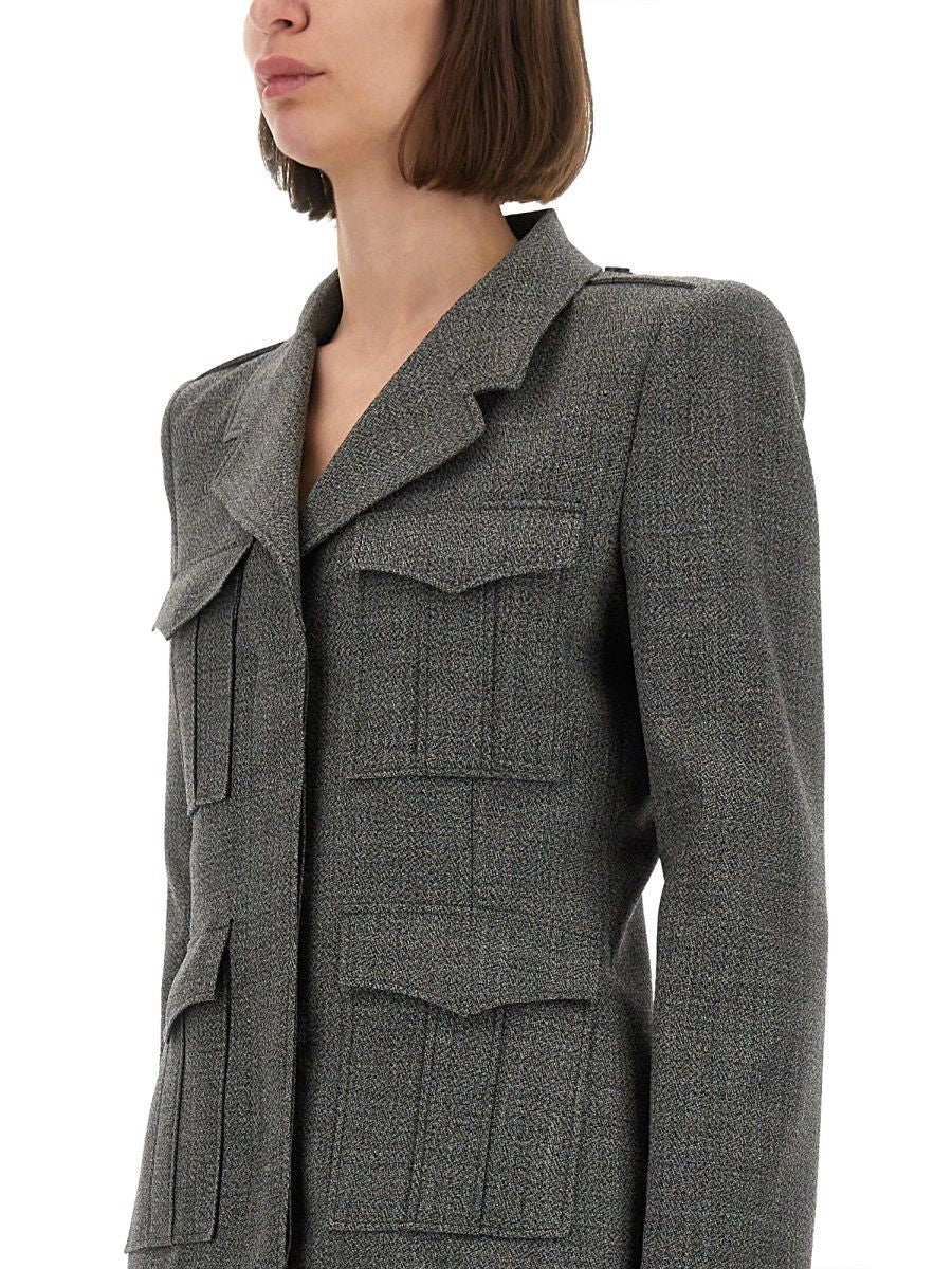ALEXANDER MCQUEEN Fitted 100% Wool Jacket - Size 42