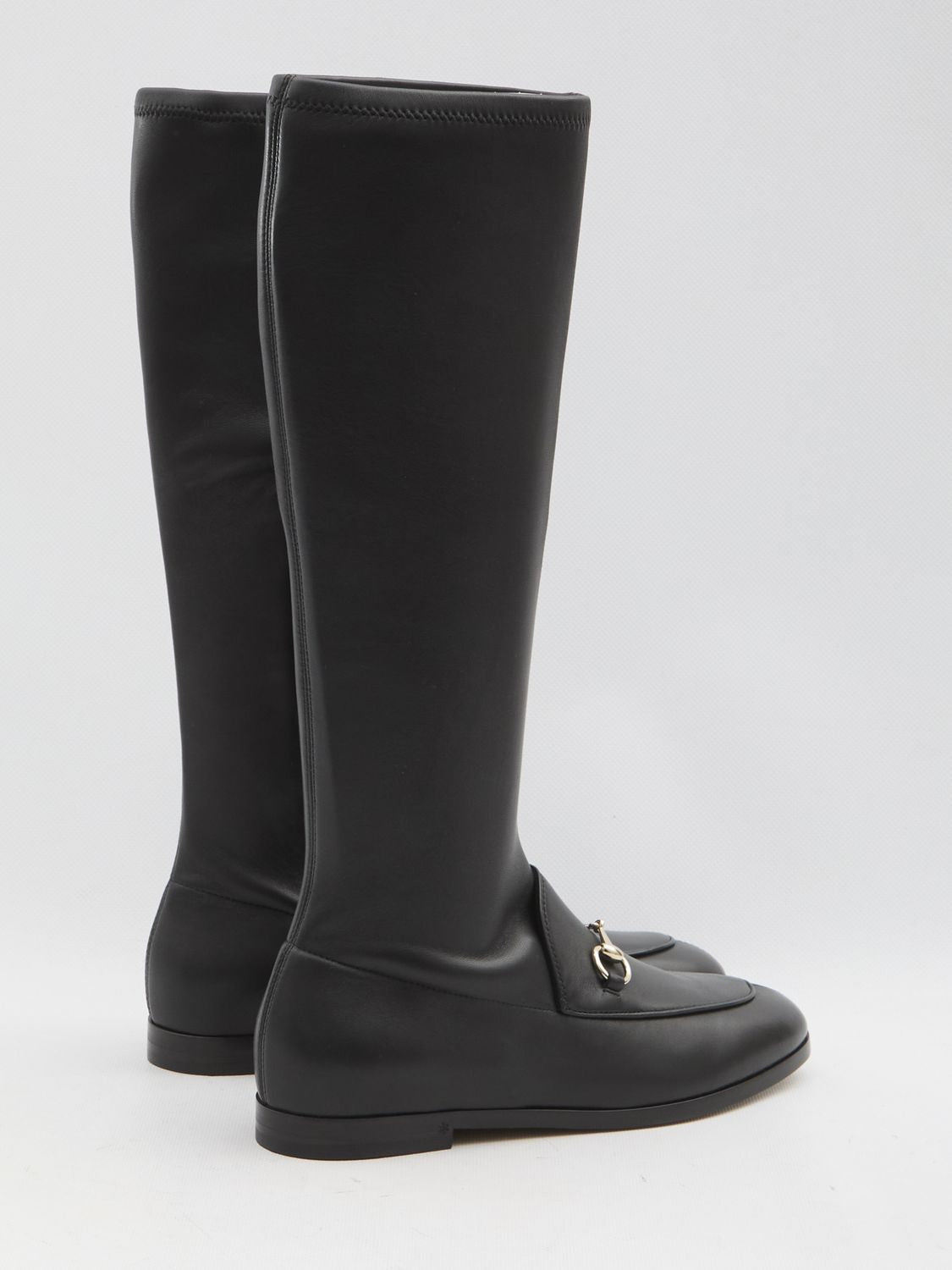 GUCCI Knee-High Leather Boots with Horsebit Detail