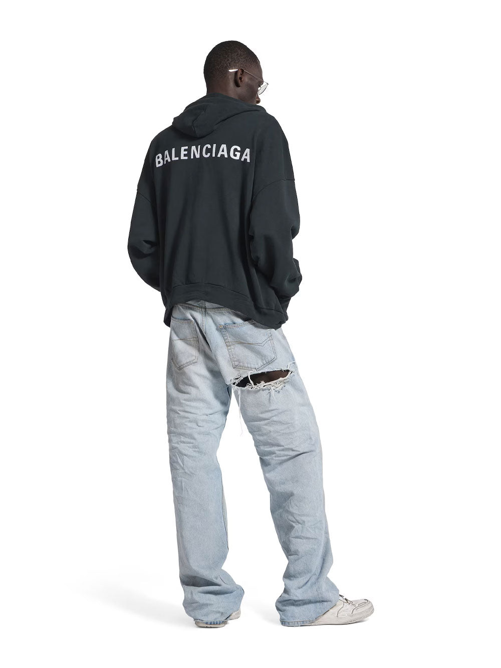 BALENCIAGA Faded Fleece Polo Hoodie