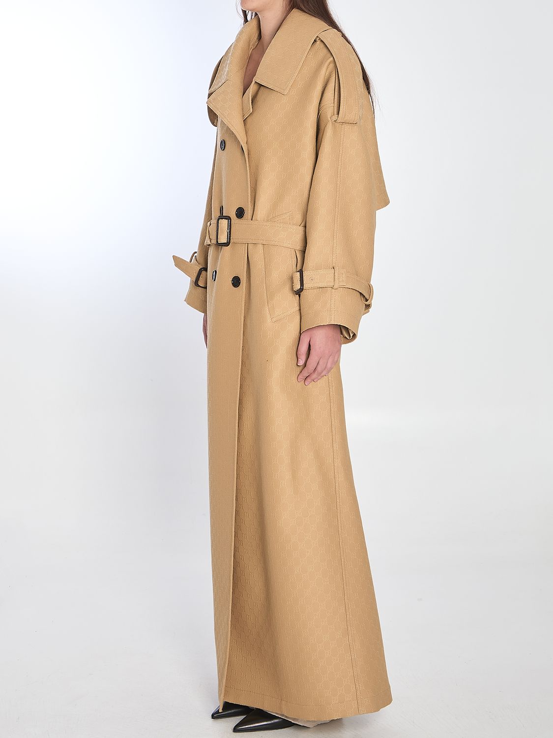 GUCCI Elegant Mini Trench Crepe Wool Blend Coat for Women