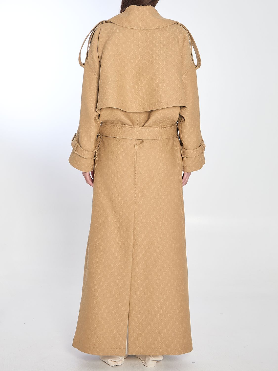 GUCCI Elegant Mini Trench Crepe Wool Blend Coat for Women