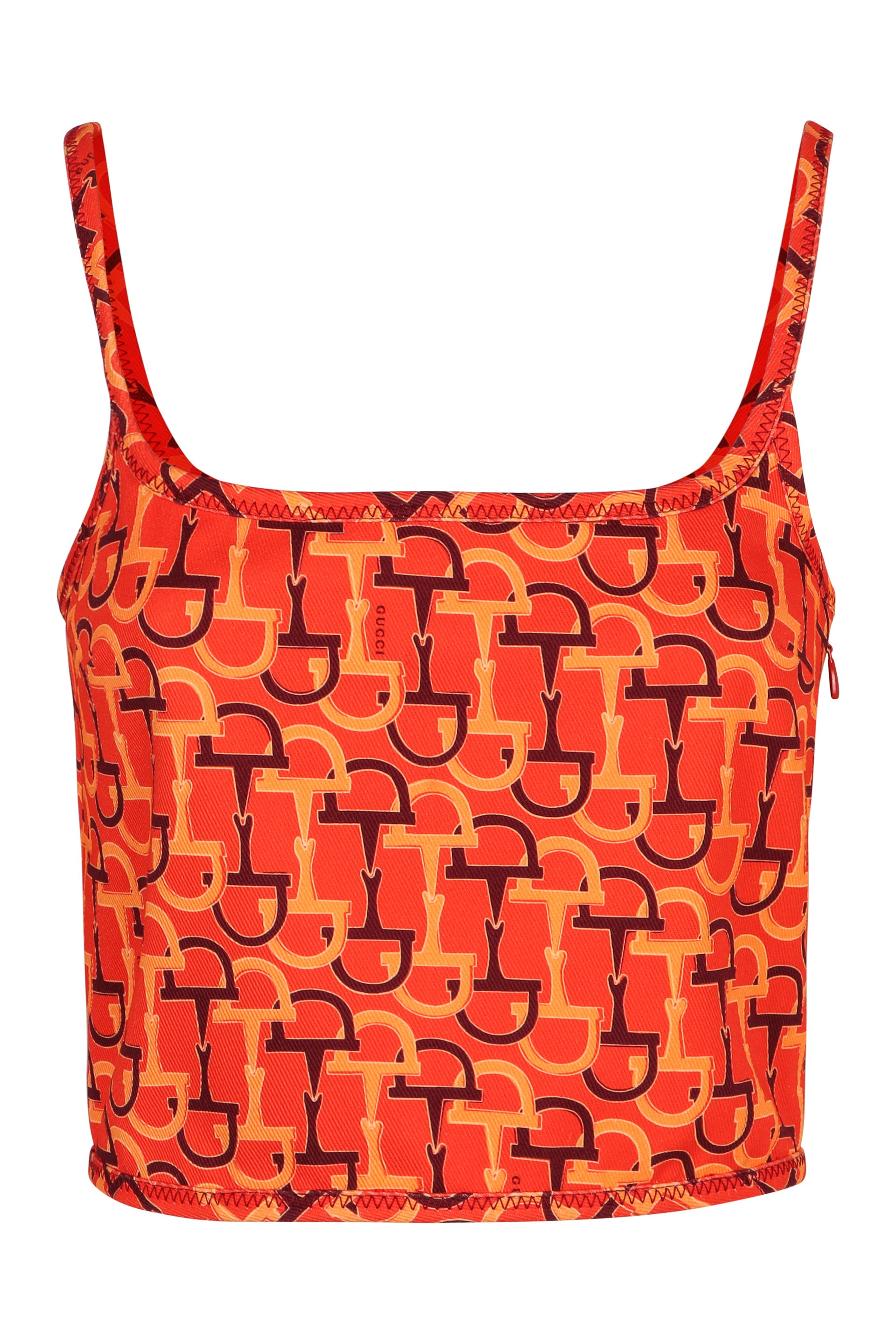 GUCCI Printed Silk Top with Thin Straps