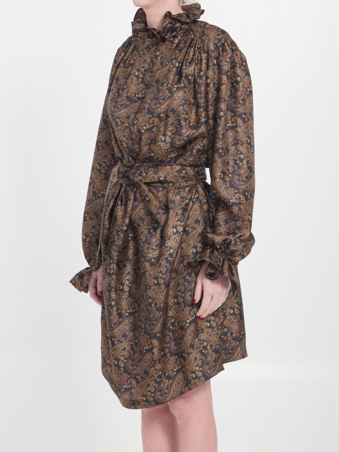 SAINT LAURENT Knee-Length Paisley Silk Dress