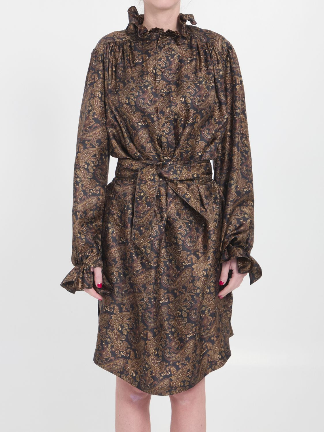 SAINT LAURENT Knee-Length Paisley Silk Dress