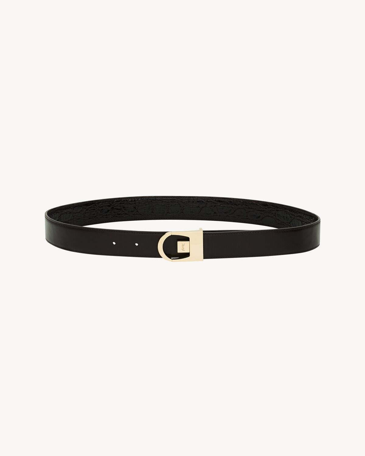 SAINT LAURENT Reversible Leather Belt for Women