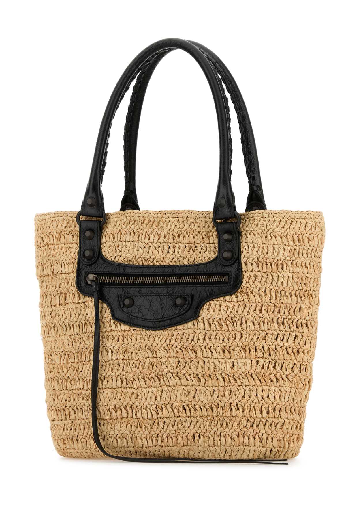BALENCIAGA Mini Raffia Small City Bucket Handbag