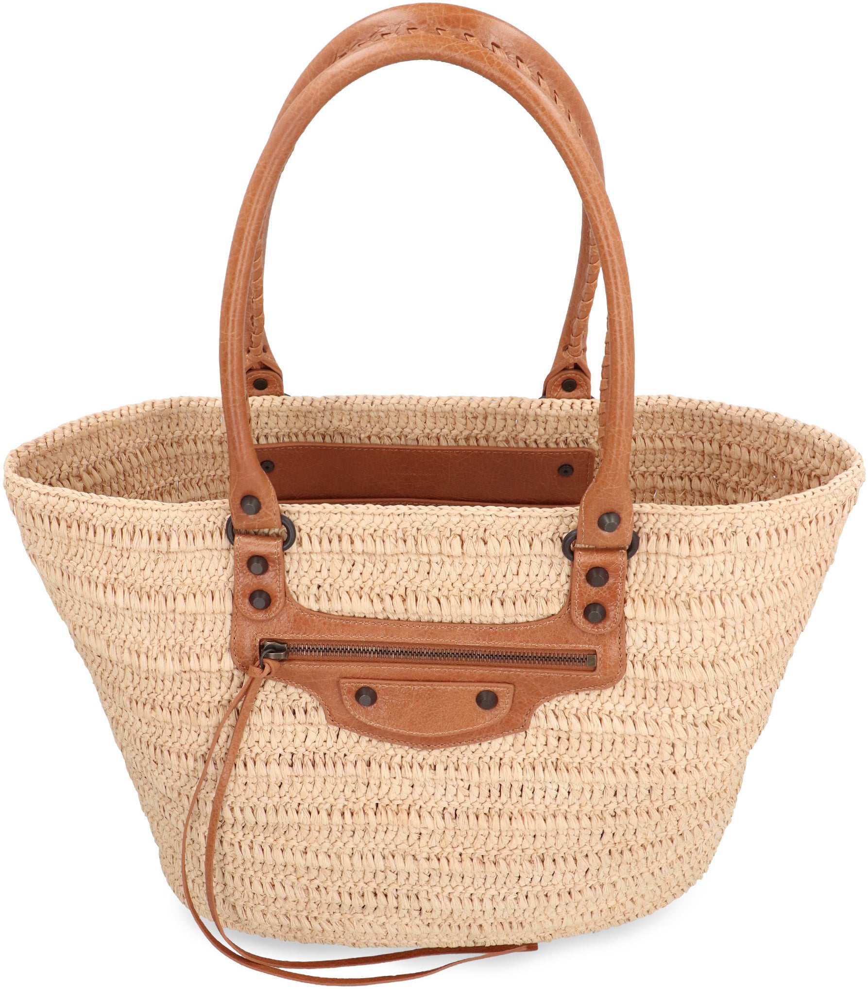 BALENCIAGA Mini City Basket Handbag with Leather Handles