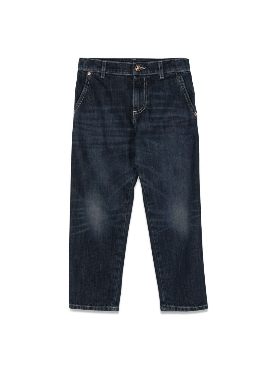 VERSACE Embroidered Logo Denim Jeans for Boys - FW23 Collection