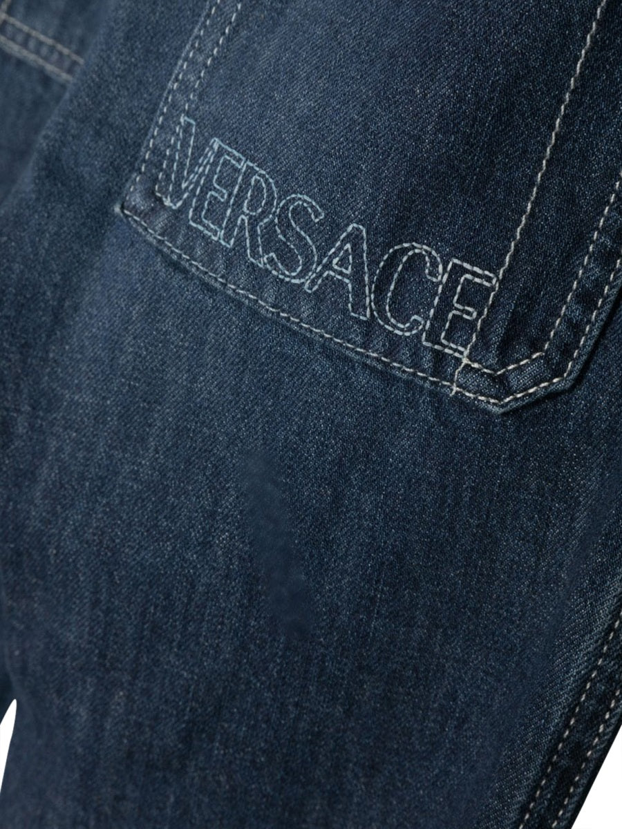 VERSACE Embroidered Logo Denim Jeans for Boys - FW23 Collection