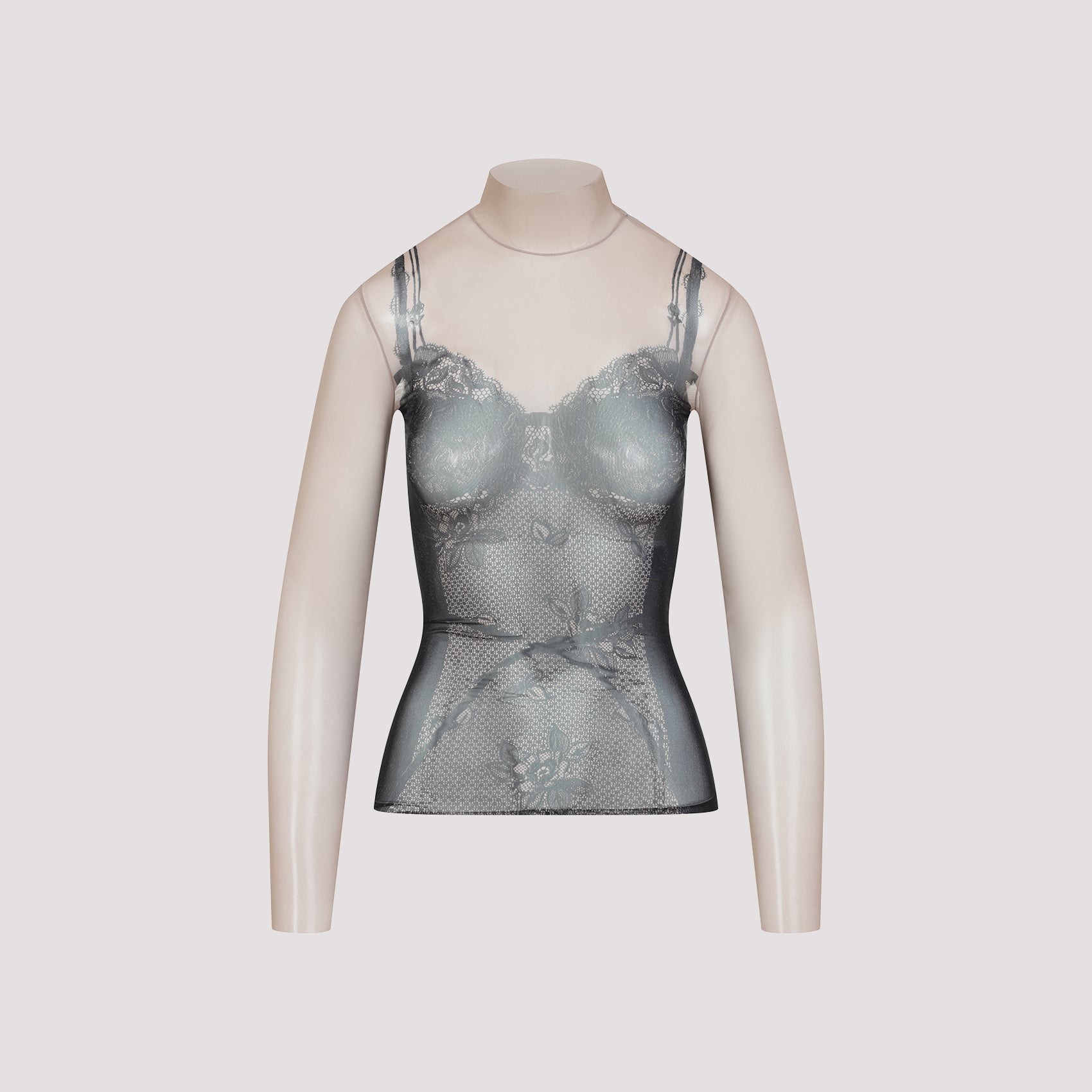 BALENCIAGA Trompe L'Oeil Lingerie Top - Long Sleeve Fitted