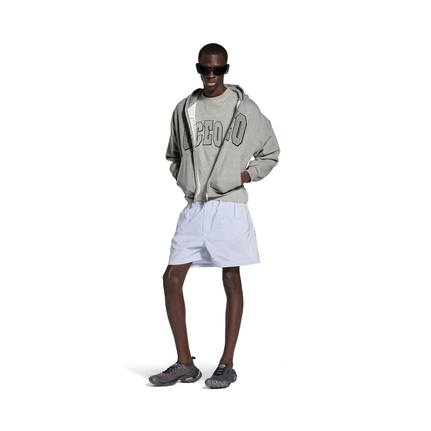 BALENCIAGA Men's Stripes Boxer Swim Shorts