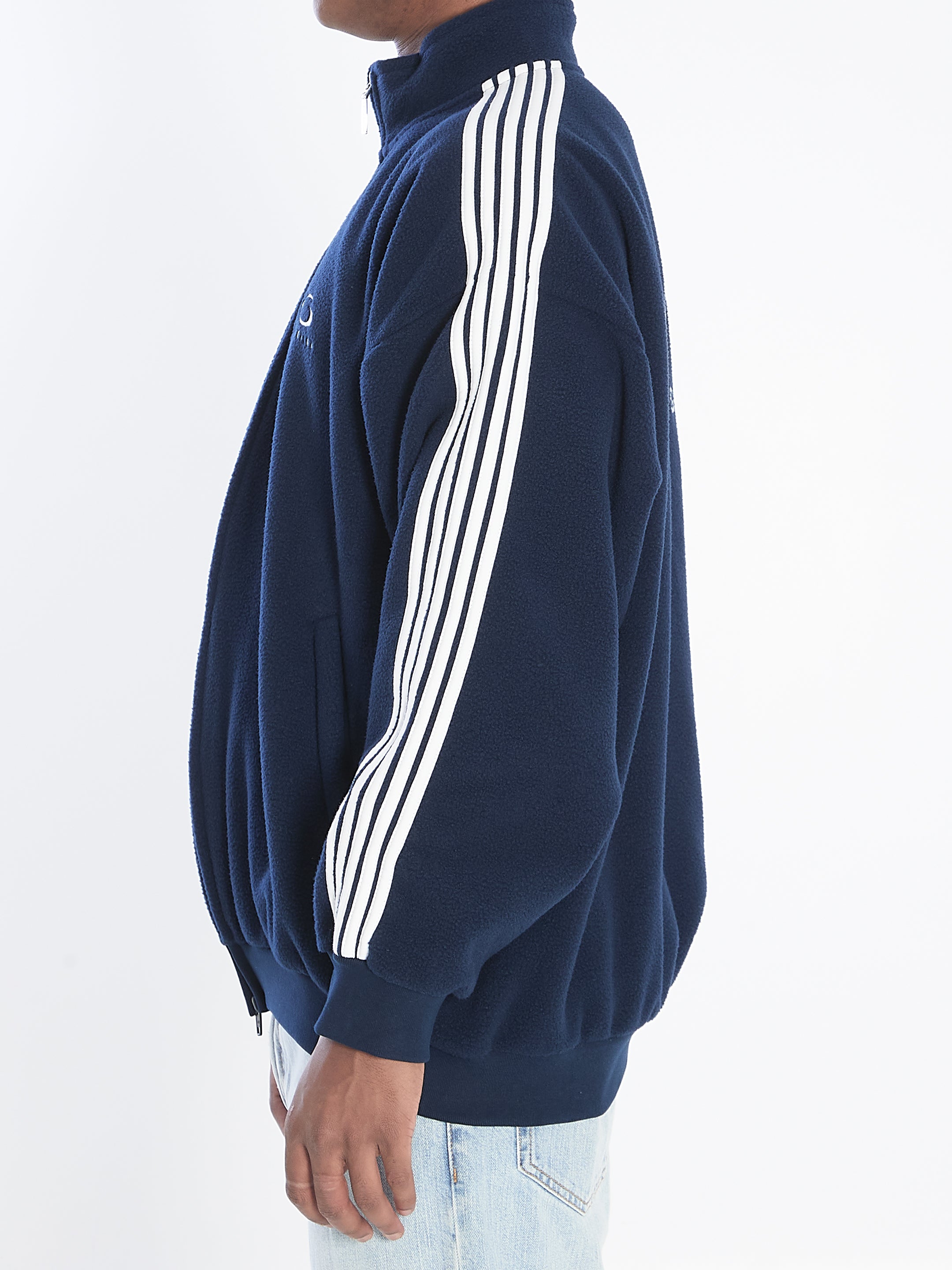 BALENCIAGA Zip-Up Sweatshirt with Sleeve Stripes for Men