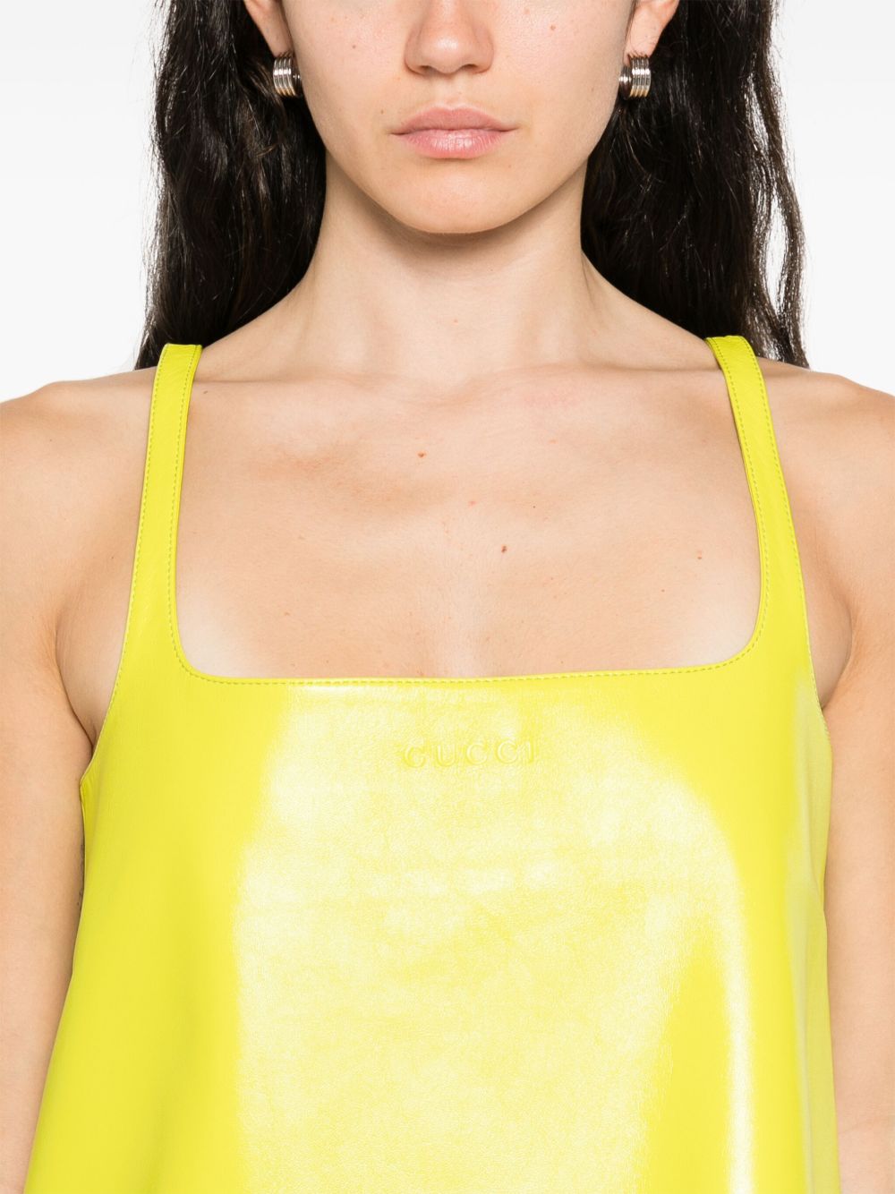 GUCCI Mini Leather Dress With Square Neckline