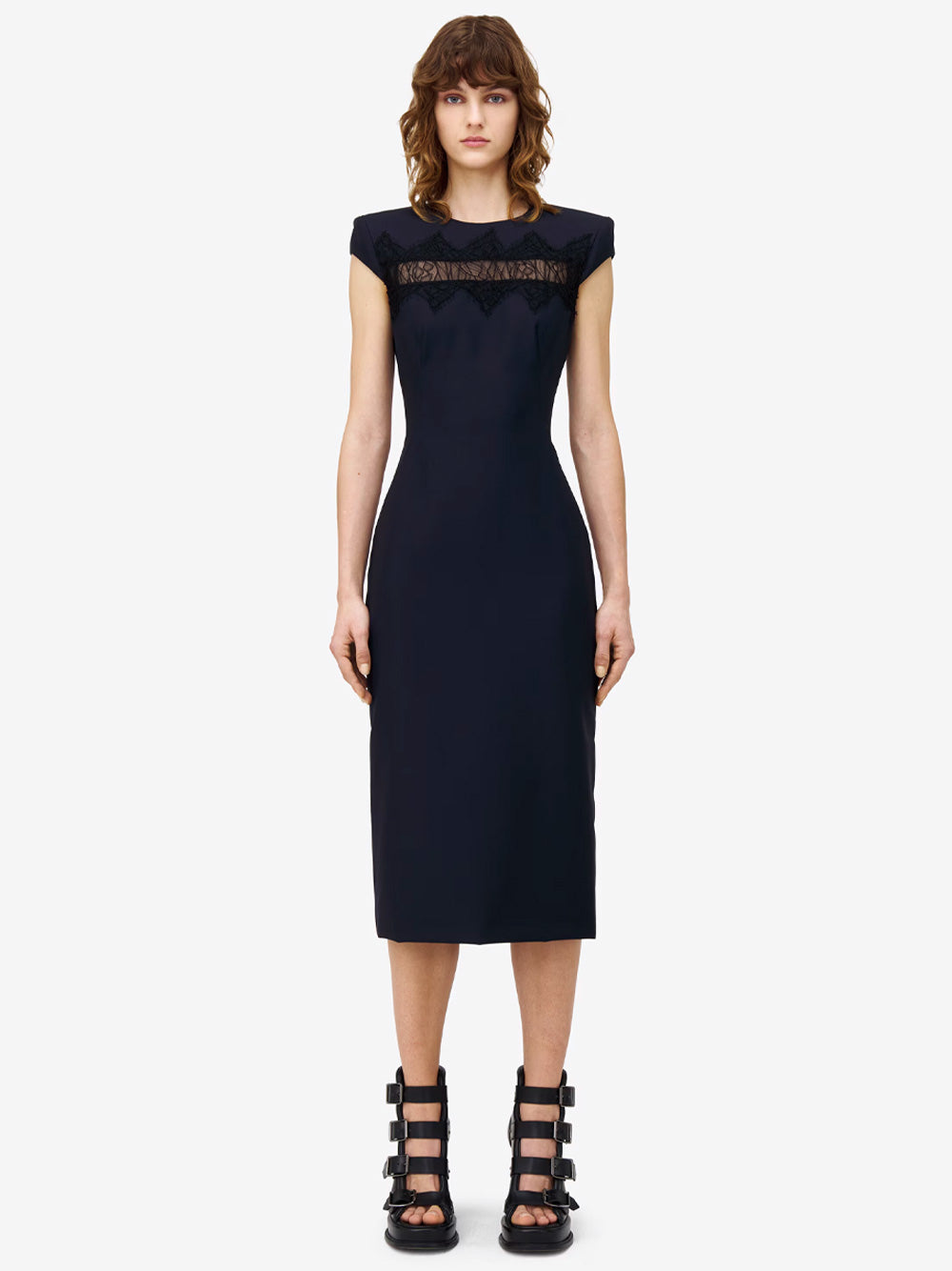 ALEXANDER MCQUEEN Tailored Pencil Dress with Lace Details