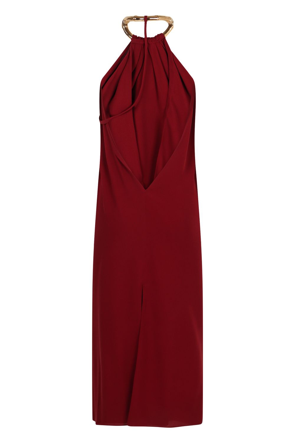 GUCCI Crepe Mini Dress with Gold-Tone Accents