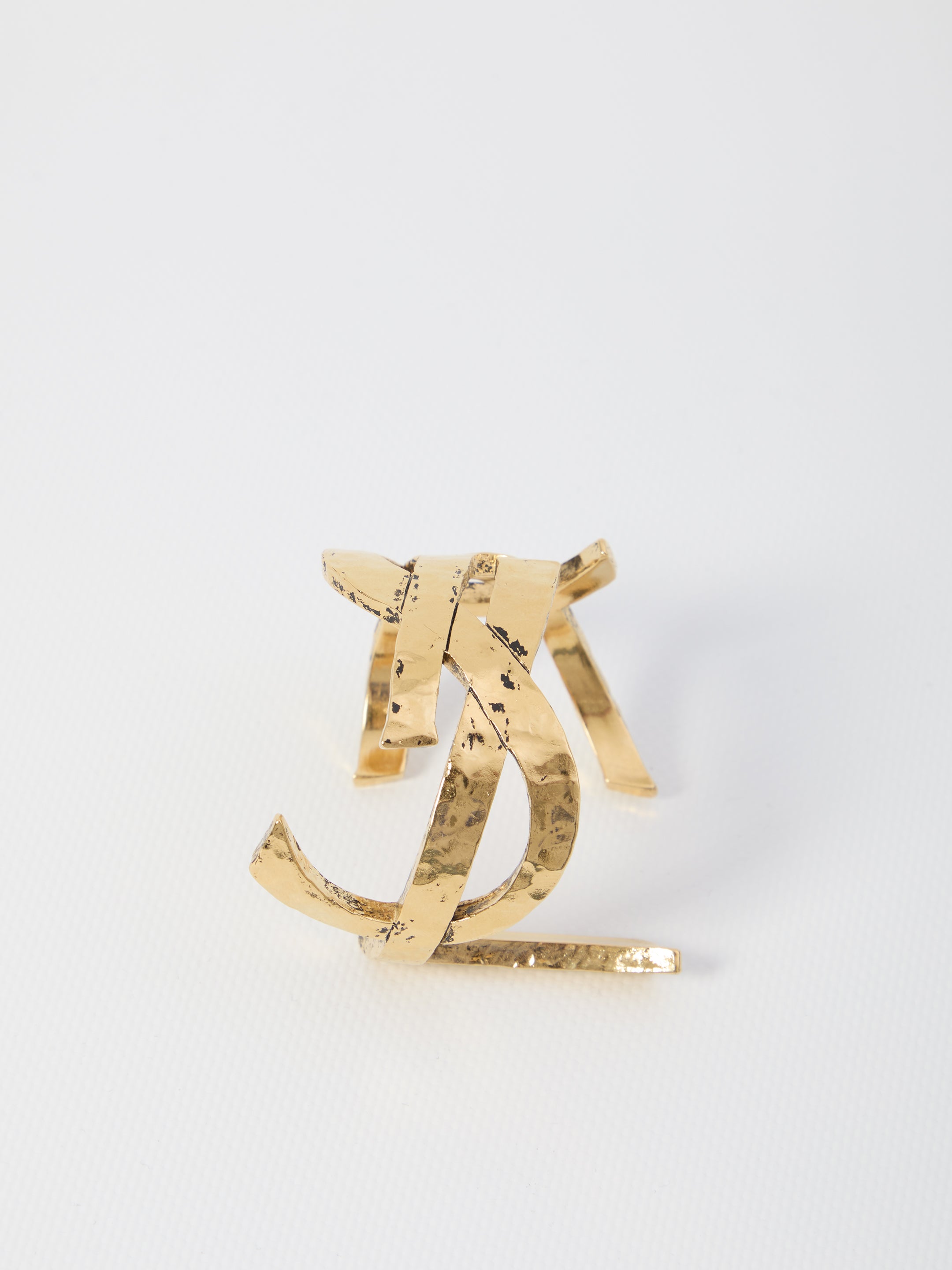 SAINT LAURENT Cassandre Cuff Bracelet in Twisted and Hammered Metal