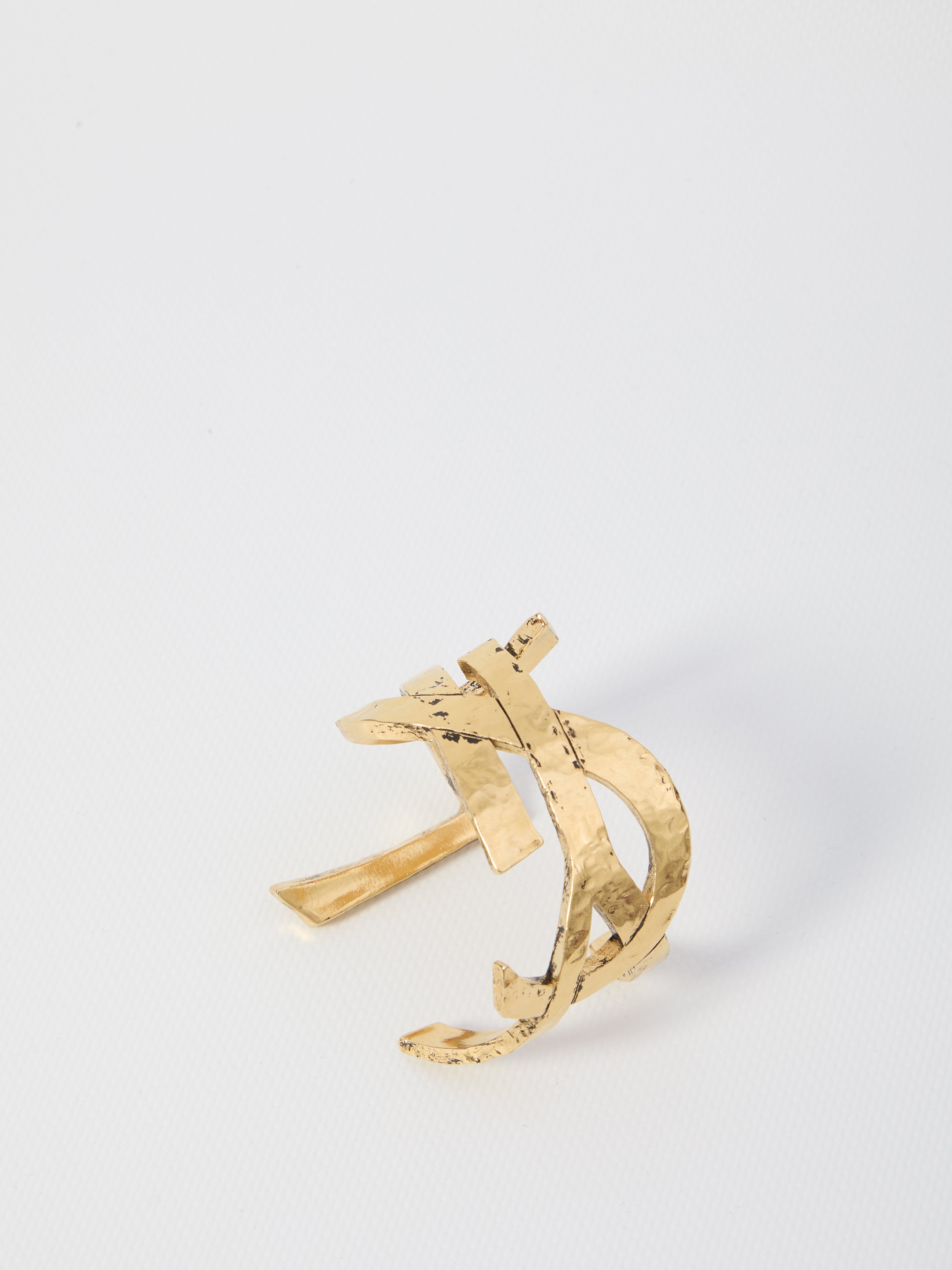 SAINT LAURENT Cassandre Cuff Bracelet in Twisted and Hammered Metal