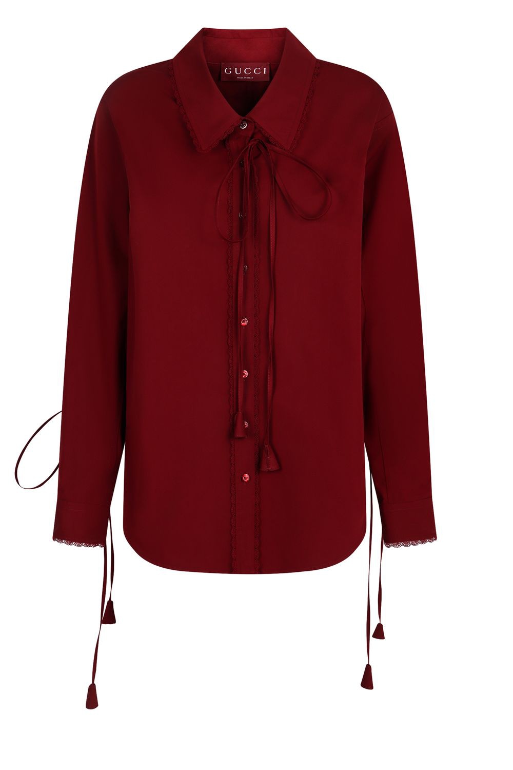 シャツ SS25 GUCCI POPELINE SHIRT WITH GUCCI LOGO COLLAR 814704Z7AHA Cotton poplin shirt with embroidery in white | GUCCI® US