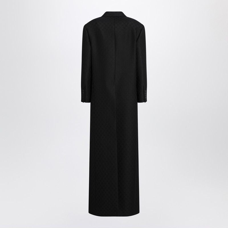 GUCCI Double-Breasted Long Jacket in Silk and Jacquard Wool