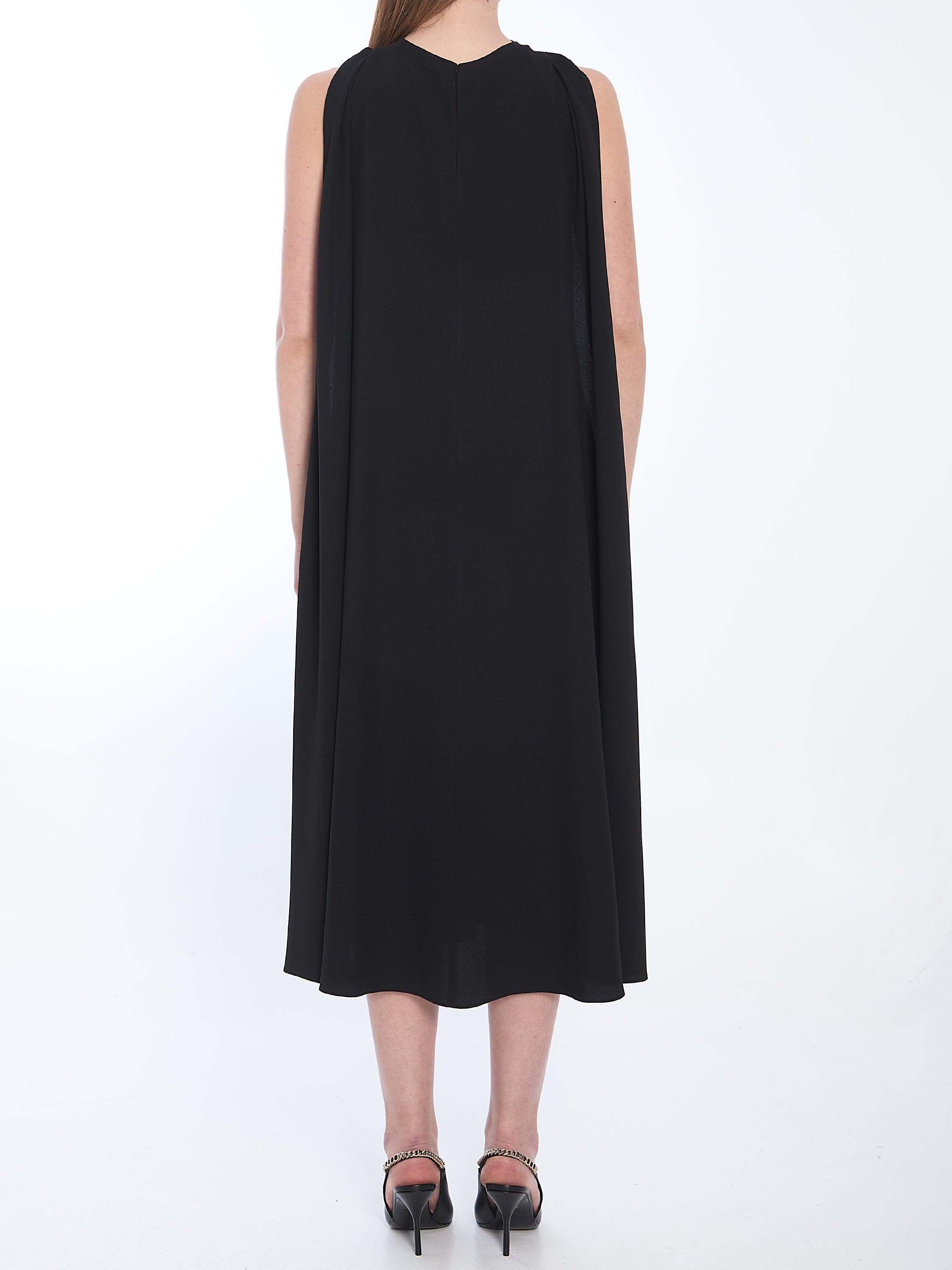 GUCCI MIDI EVENING DRESS WITH CAPE DETAIL