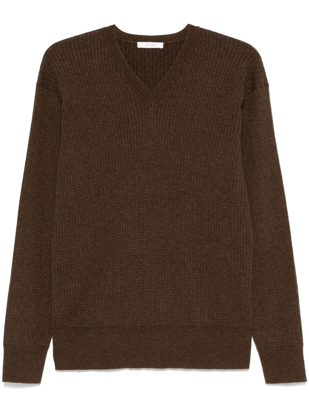 THE ROW V-Necked Cashmere Blend Sweater with Ribbed Cuffs - FW24