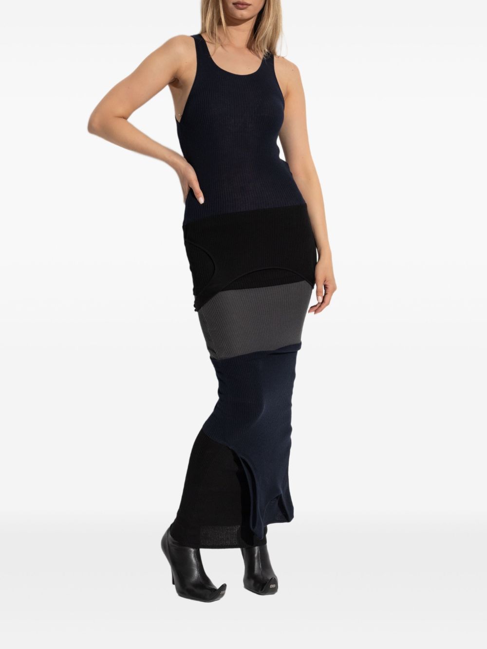 BALENCIAGA Maxi Length Layered Dress with Cut-Out Details