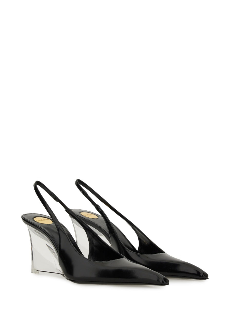SAINT LAURENT Leather Miller Wedges for Women