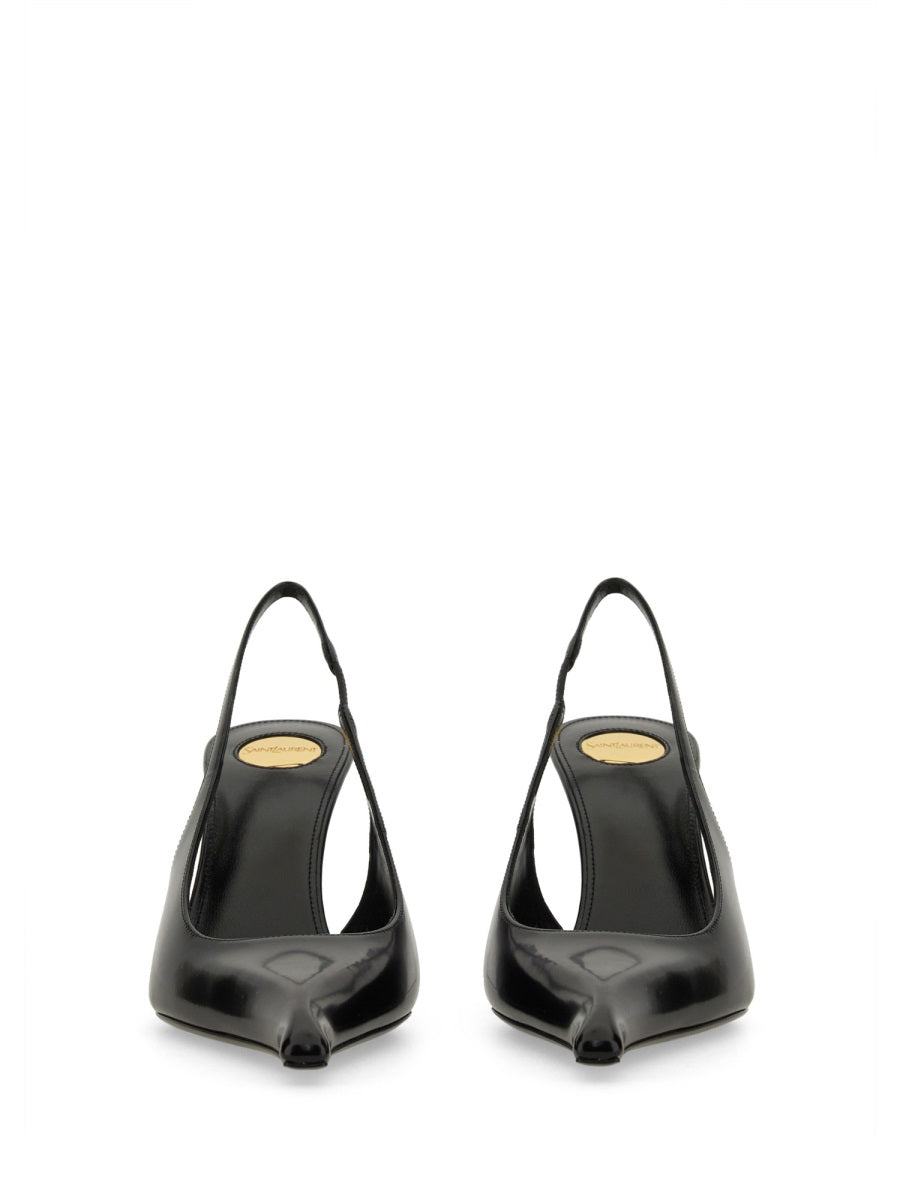 SAINT LAURENT Leather Miller Wedges for Women