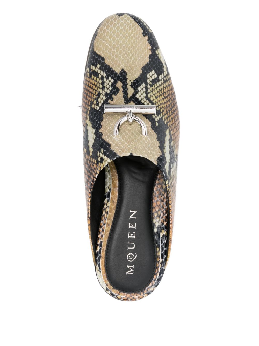 ALEXANDER MCQUEEN Elegant Leather Slippers with Snakeskin Print - Women's