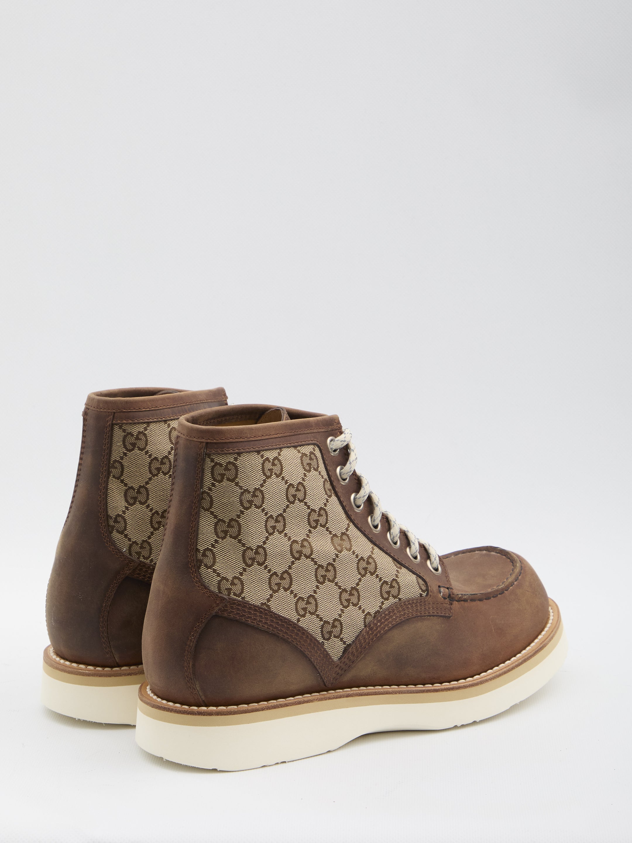 GUCCI Ankle Boots with Rounded Toe and Lace-Up Closure - UK Size