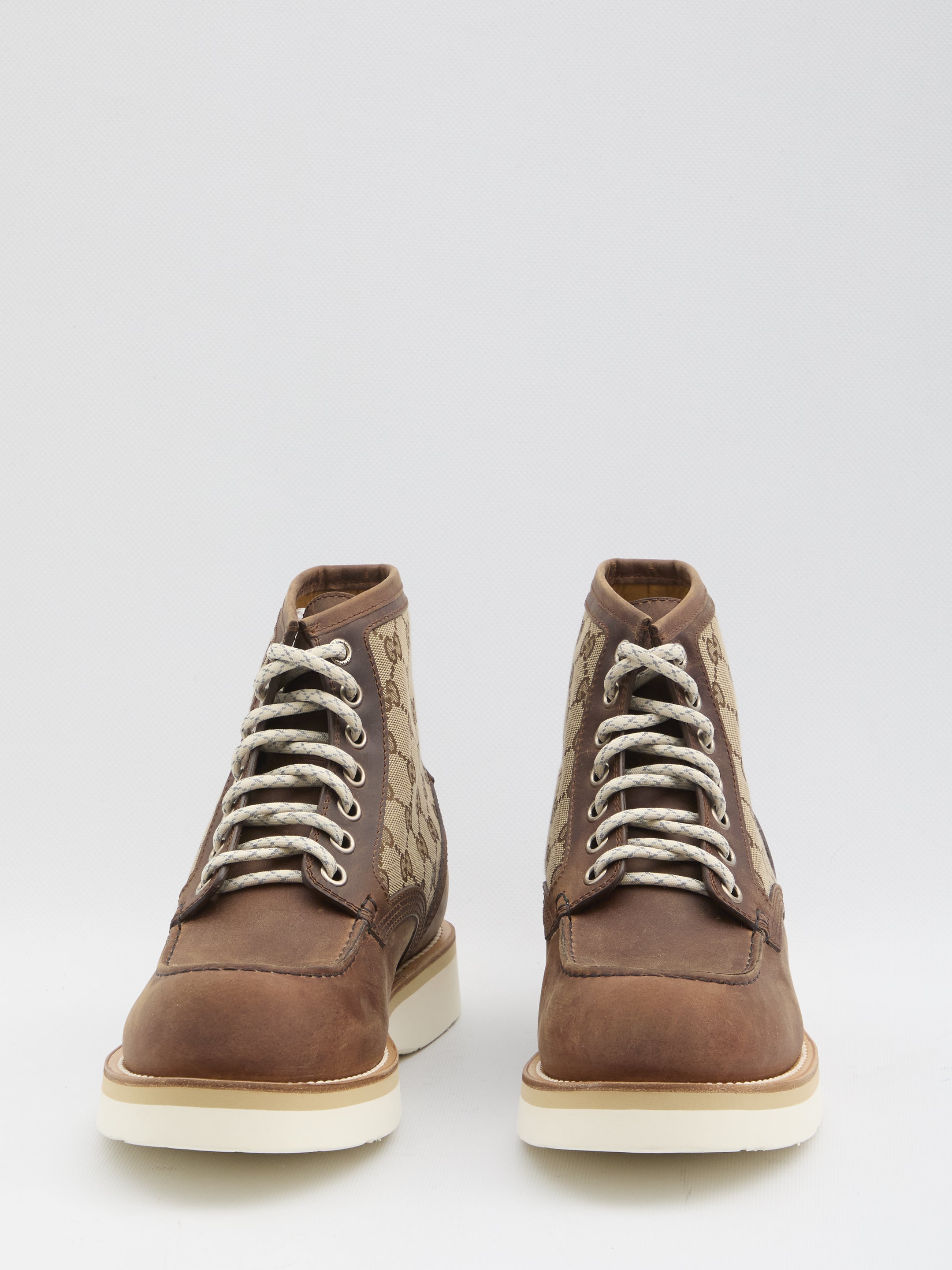 GUCCI Multicolor GG Fabric and Leather Ankle Boots - Men's FW25