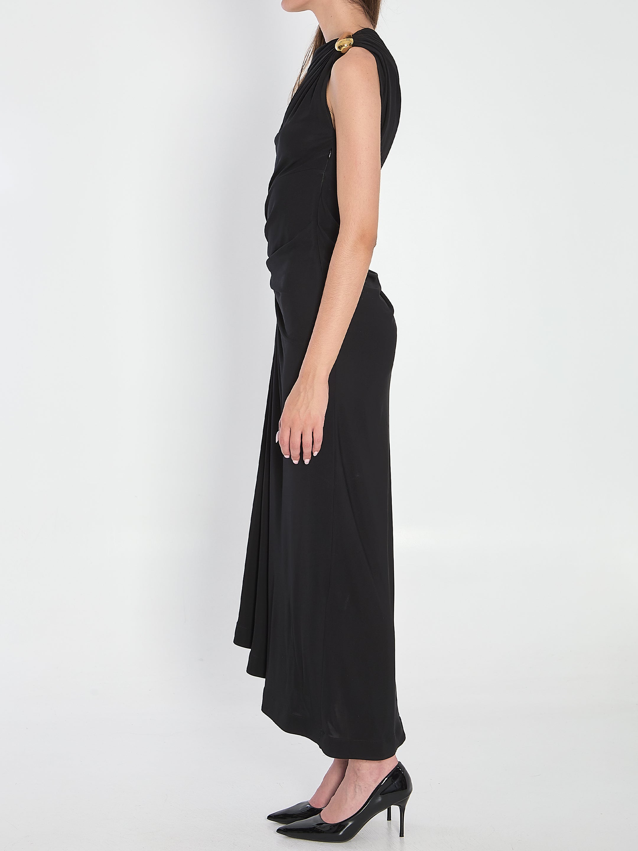 BOTTEGA VENETA Slim Fit T-Shirt Dress with Gold-Tone Metal Detail