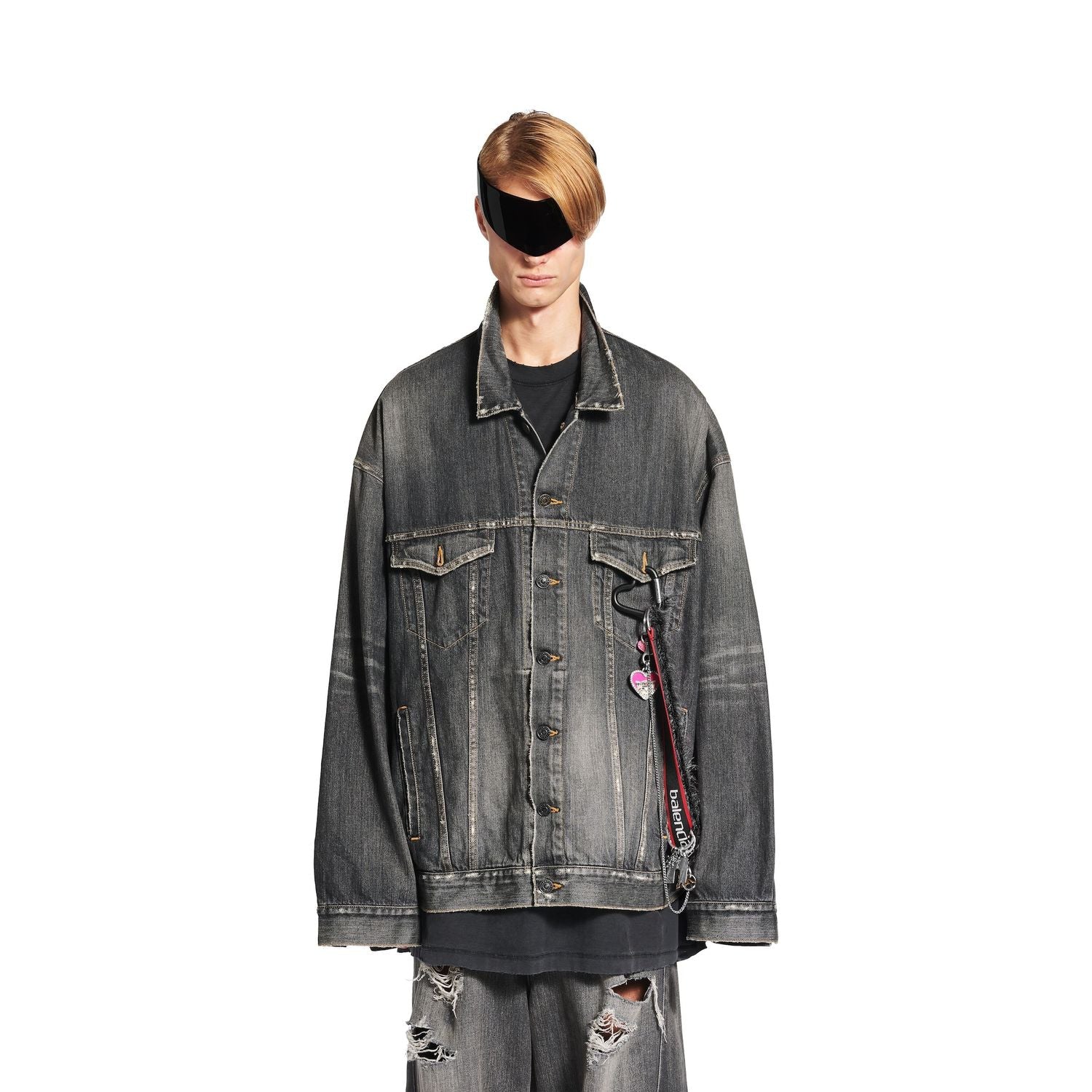 BALENCIAGA Oversized Denim Jacket with Vintage Effect - Available in Multiple Sizes