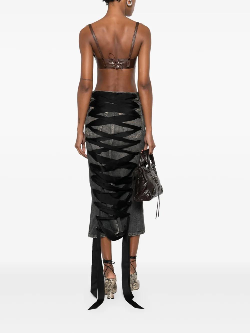 BALENCIAGA Lace-Up Mini Denim Skirt