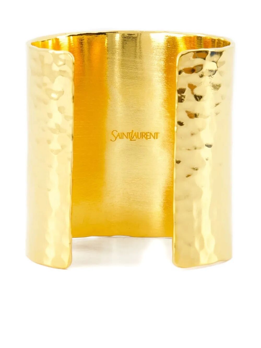 SAINT LAURENT Hammered Cuff Bracelet Featuring the Cassandre Logo