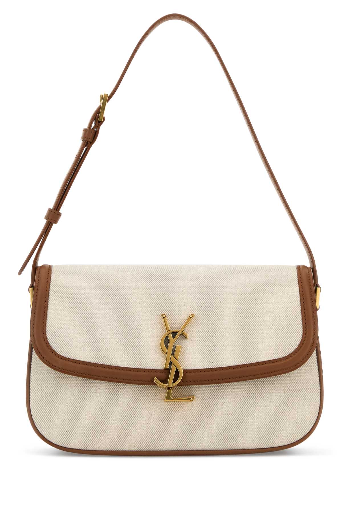 SAINT LAURENT Sand Canvas Solferino Mini Shoulder Handbag