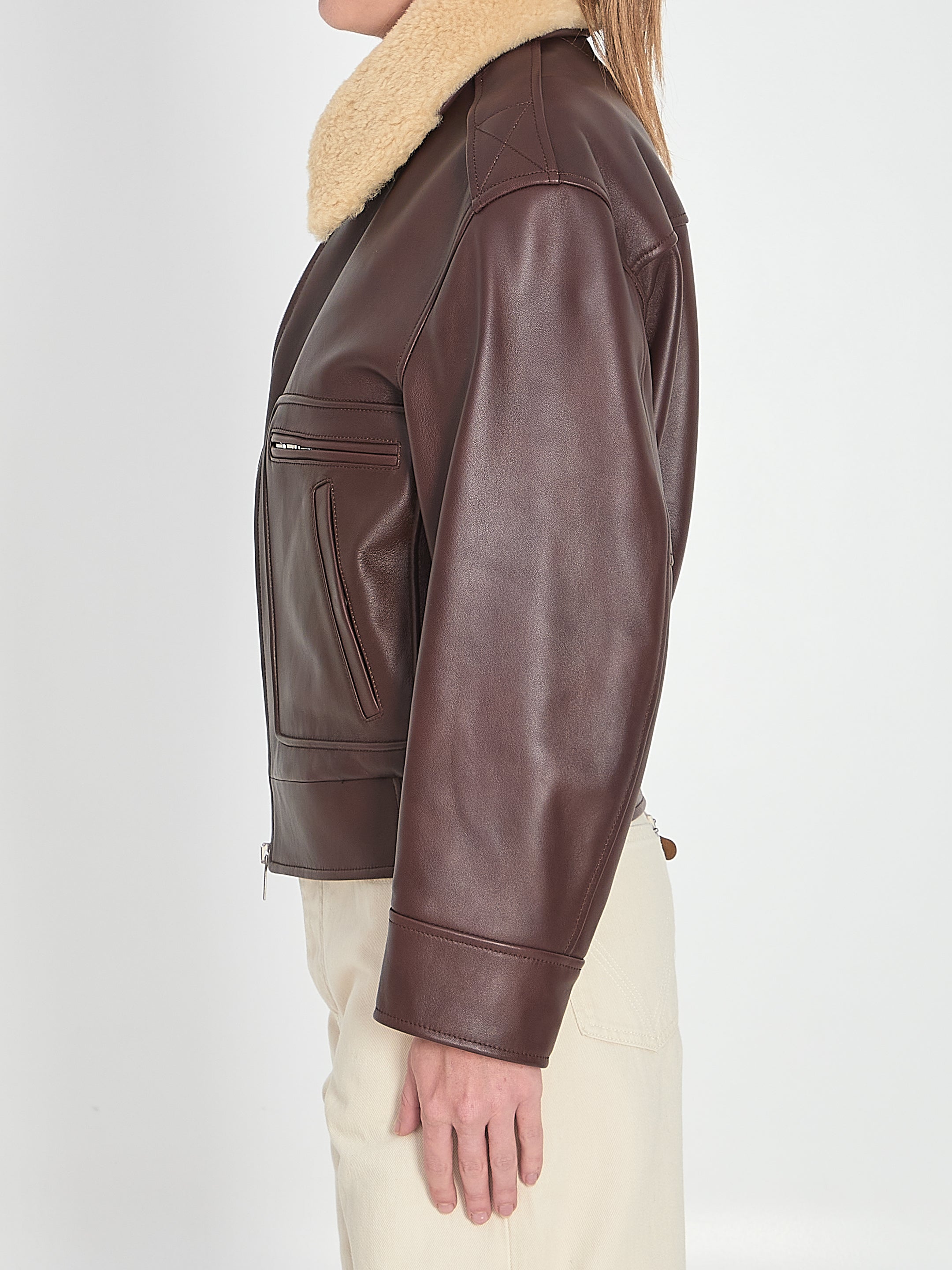 BOTTEGA VENETA Nappa Leather Blouson with Shearling - Women's Outerwear