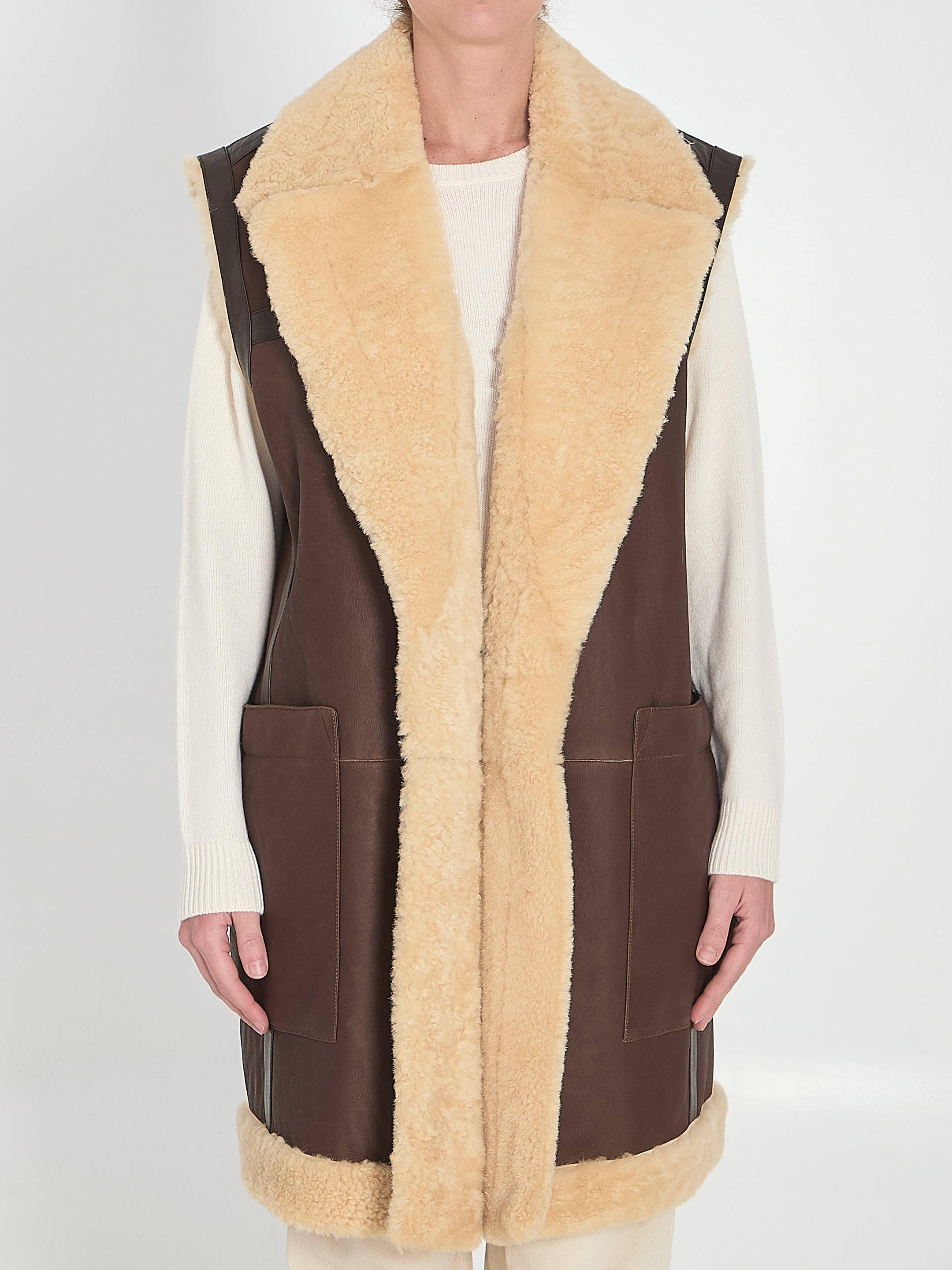 BOTTEGA VENETA Women’s Leather Shearling Vest