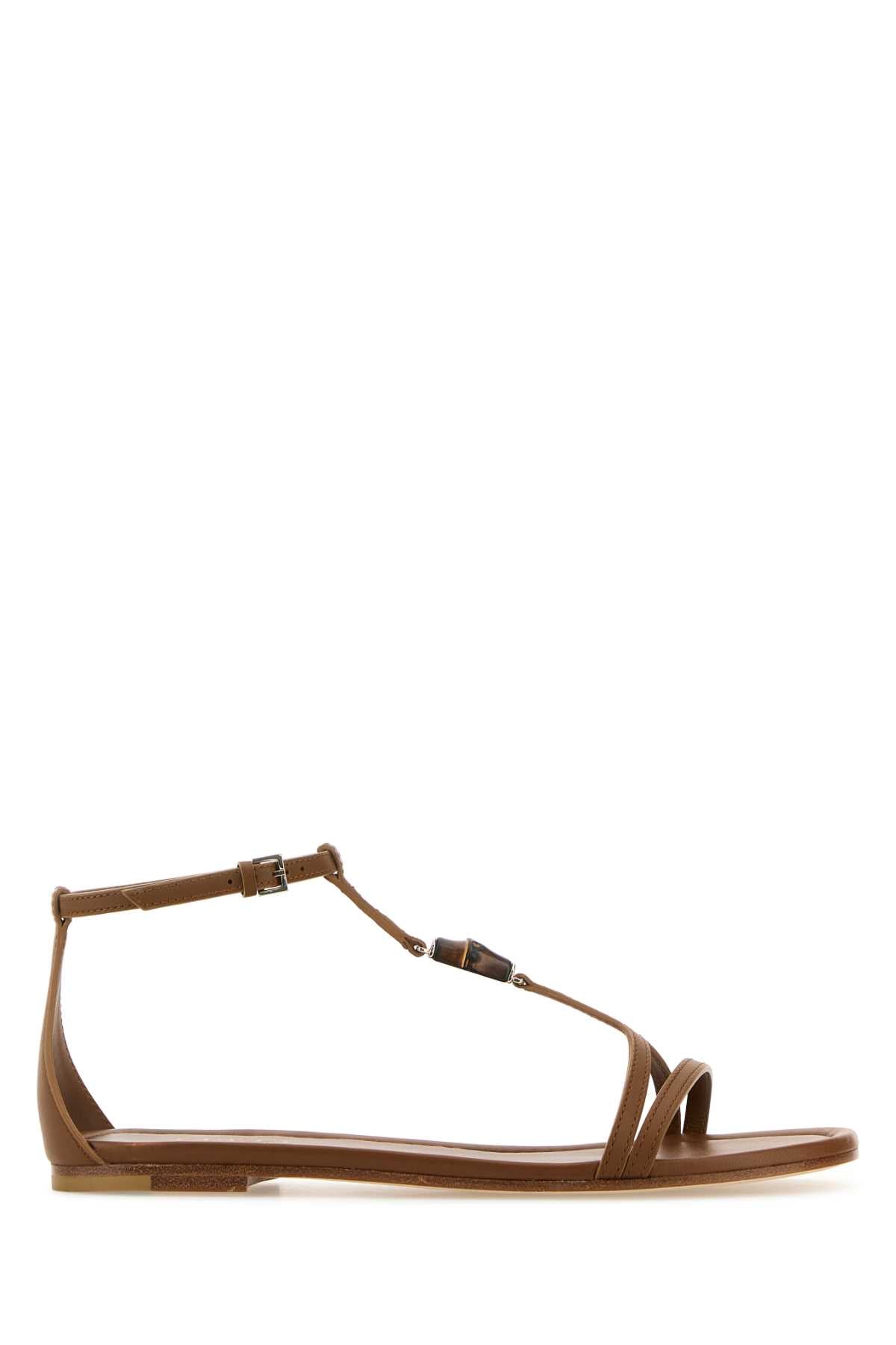 GUCCI Leather Bamboo Detail Sandals for Women