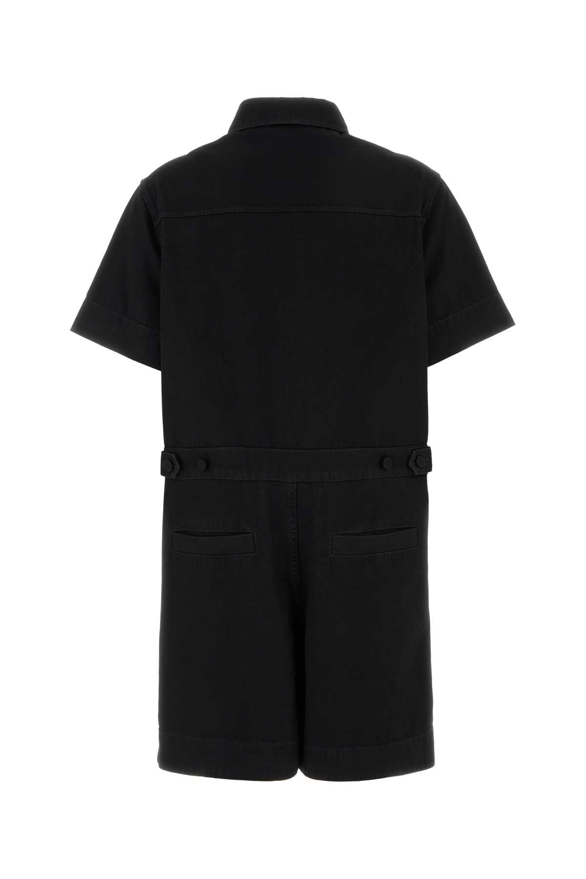 GUCCI Denim Jumpsuit with Hardware and Leather Accents