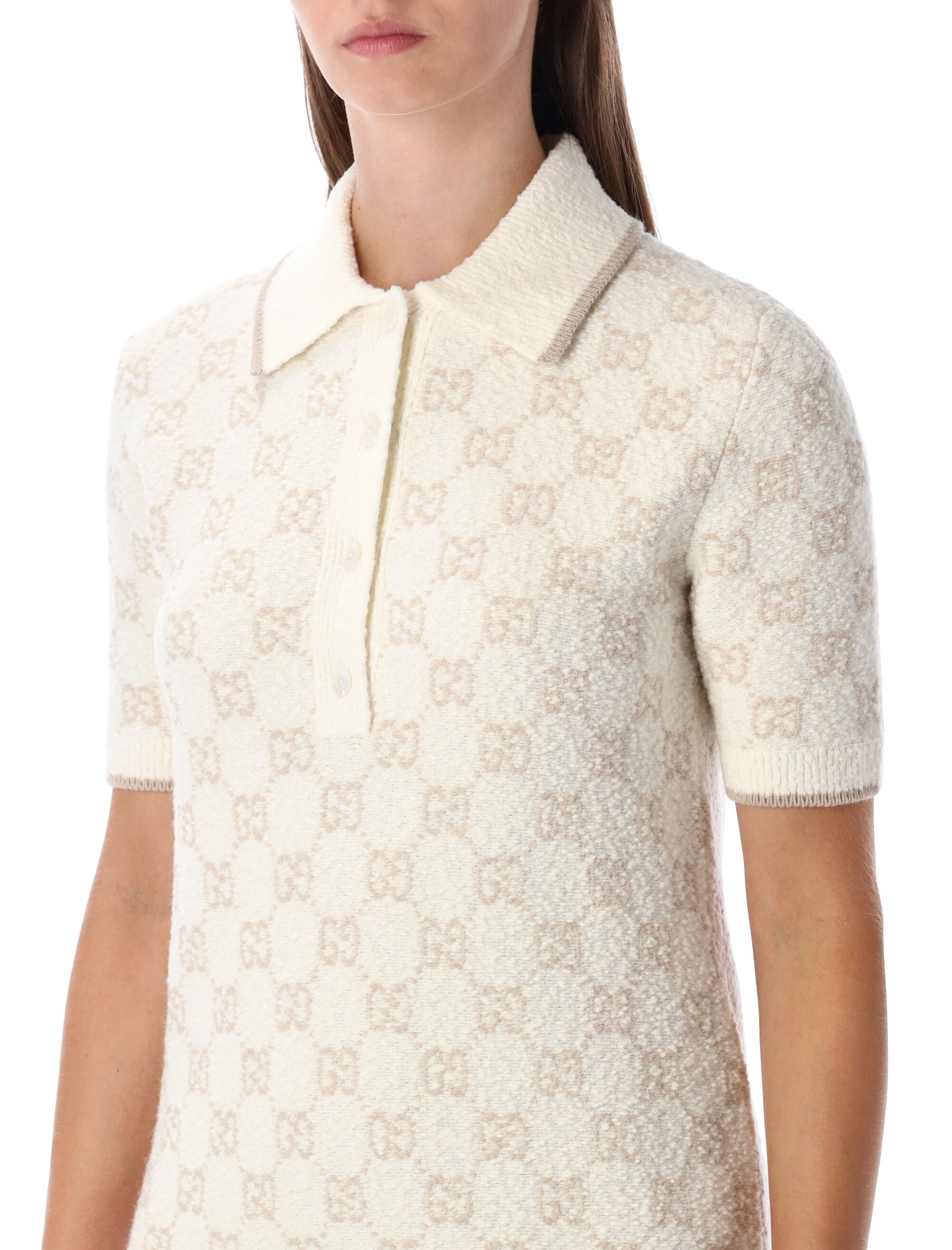 GUCCI Mini Bouclé Wool and Cashmere Polo Dress