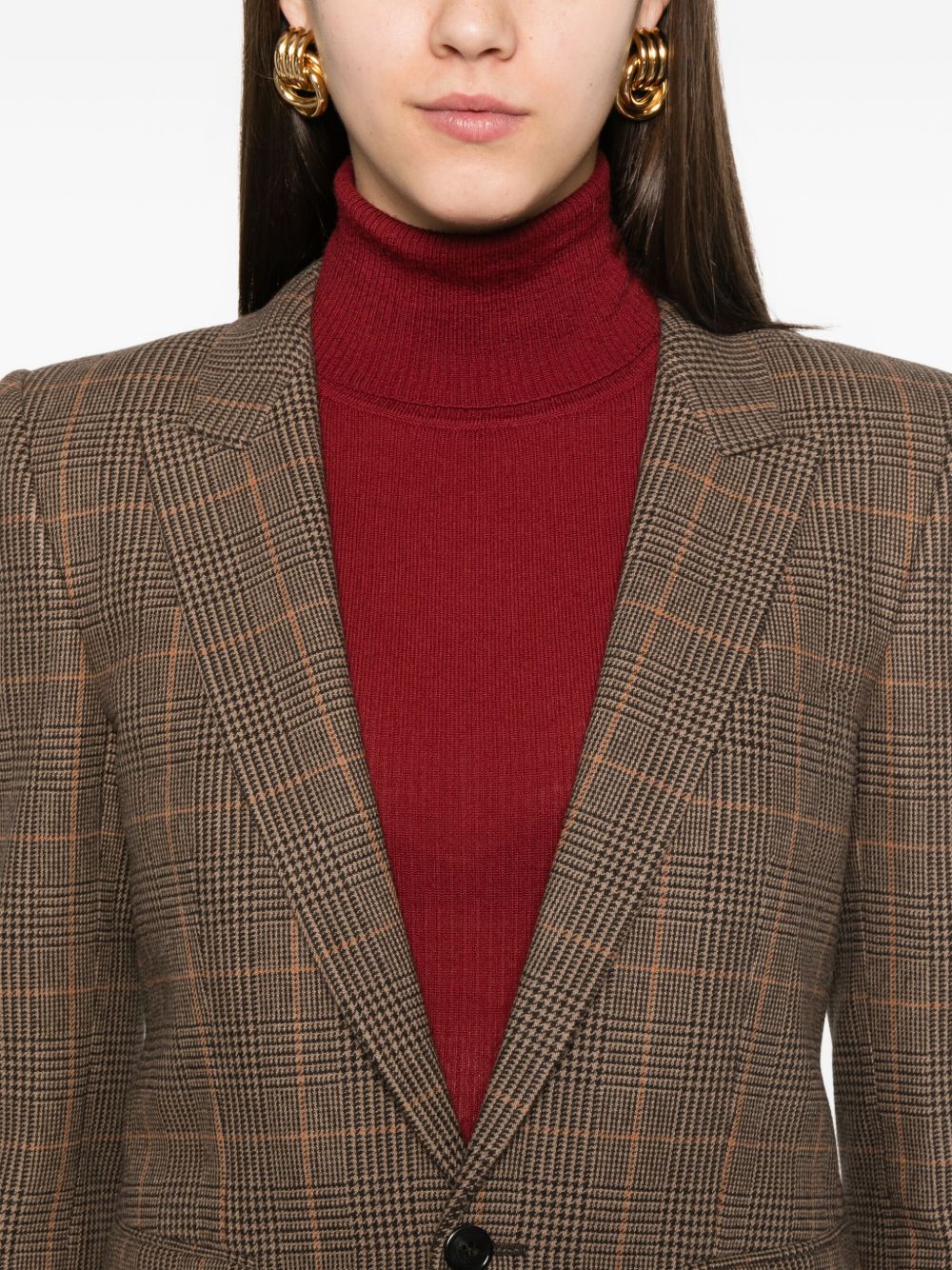 SAINT LAURENT Classic Checkered Women's Outerwear Jacket