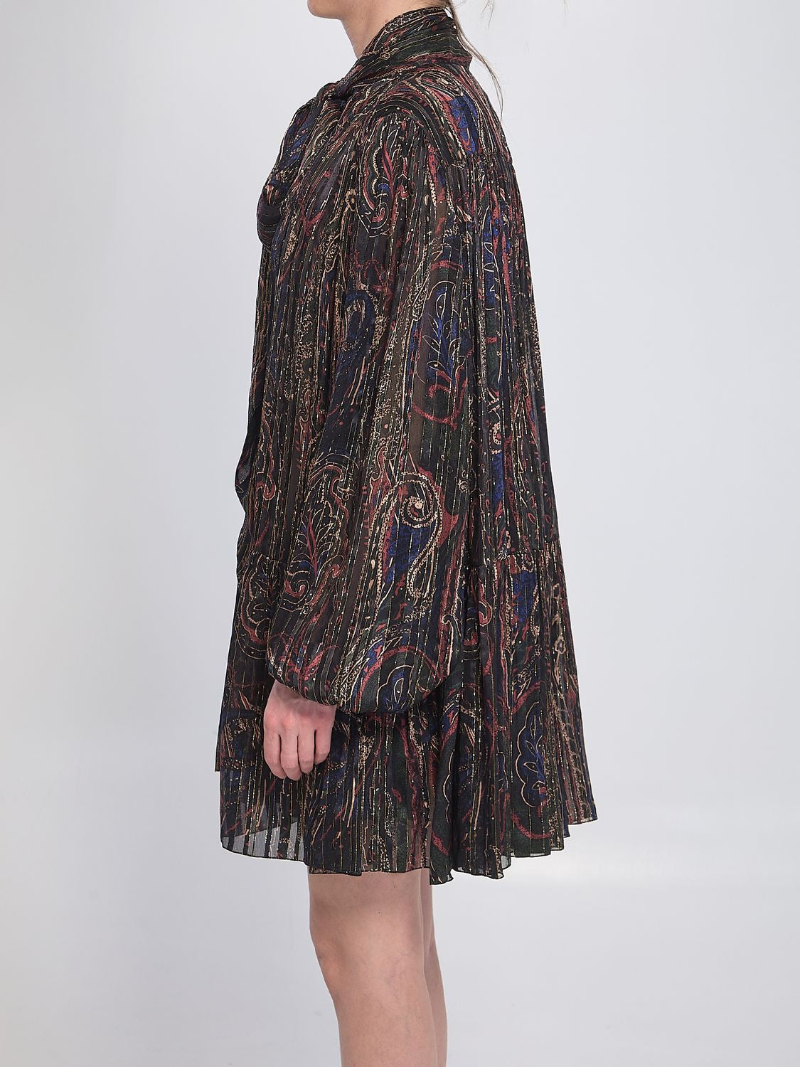 SAINT LAURENT Semi-Sheer Paisley Lurex Silk Dress