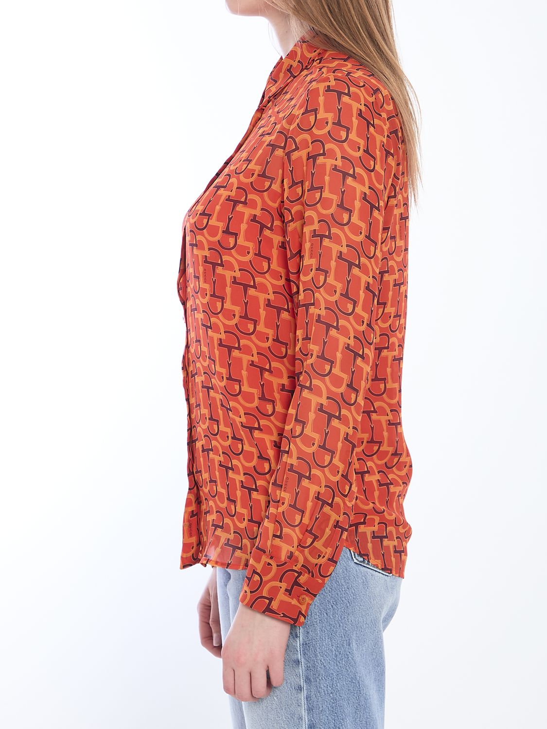 GUCCI Silk Blouse with Morsetto Print - Size 40